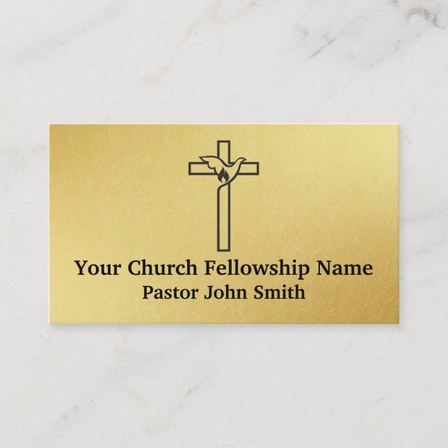 Gold Cross Dove Church Pastor Business Cards Visitenkarte (Vorderseite)