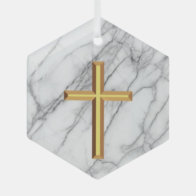 Gold Cross Ornament Aus Glas (Vorderseite)
