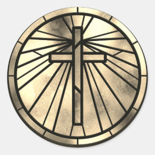 Gold Cross Runder Aufkleber