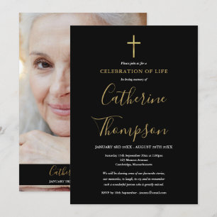 Gold Cross Trauerfeier zum Gedenken an das Leben F Einladung