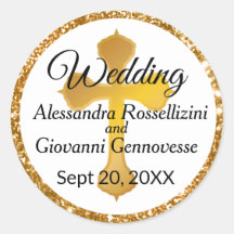Gold Cross Wedding Siegel Sticker