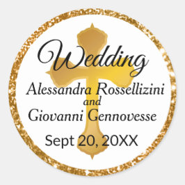 Gold Cross Wedding Siegel Sticker