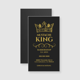 Gold Crown King Mustache Barbershop Magnet Card