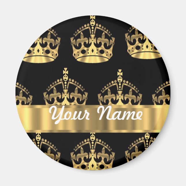 Gold Crown Pattern on Black Magnet (Vorne)