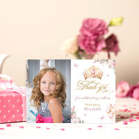 Gold Crown Princess Girl Geburtstag Danke Karte
