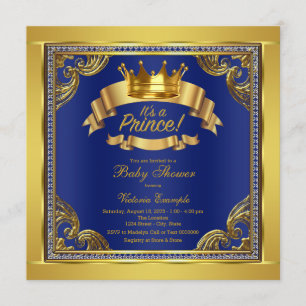 Gold Crown Royal Blue Gold Prince Baby Dusche Einladung