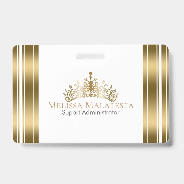 Gold Crown & Stripes Modernes Design Ausweis (Vorderseite)