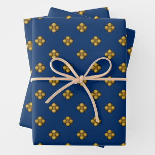 Gold Cruciferische Blume auf Blue Geschenkpapier Set