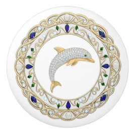 Gold Crystal Dolphin 2Dgraphic Ocean Sea Marine Keramikknauf