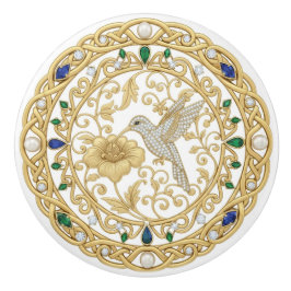 Gold Crystal Hummingbird Bird 2D graphic gemstones Keramikknauf