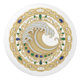 Gold Crystal Ocean Great Wave 2D graphic gemstones Keramikknauf