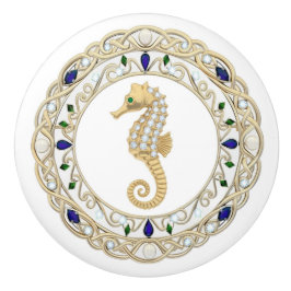 Gold Crystal Seahorse 2Dgraphic Ocean Sea Horse Keramikknauf