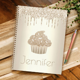 Gold cupcake Glitzer Tropfen nennen glau modernen Notizbuch
