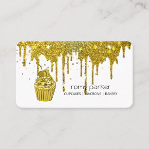 Gold Cupcake Zuhause Backwaren Konditorei Tropfen Visitenkarte