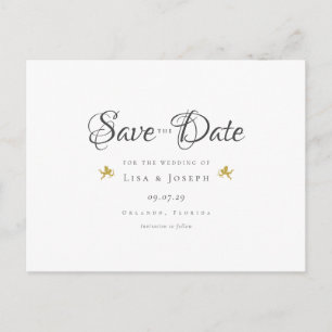 Gold Cupids Elegantes Skript Save the Date Postkarte