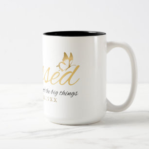 Gold Custom Calligraphy Name Erntedank Gift Zweifarbige Tasse