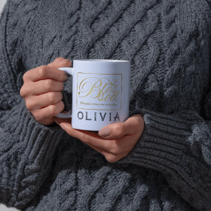Gold Custom Calligraphy Name Erntedank Gift Zweifarbige Tasse