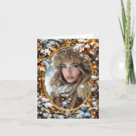 Gold Custom Image Winter Frame Karte