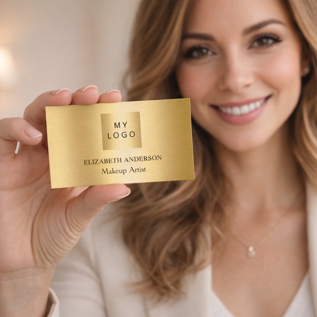 Gold Custom Logo Qr Code Social Media Premium Visitenkarte (Von Creator hochgeladen)