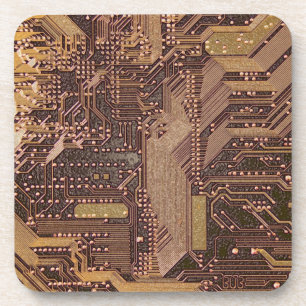 Gold Cyber Circuit Board Tech Art Electronics Getränkeuntersetzer