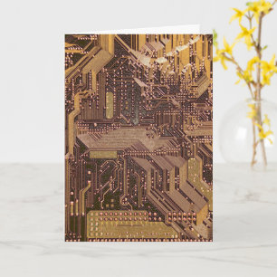 Gold Cyber Circuit Board Tech Art Electronics Karte