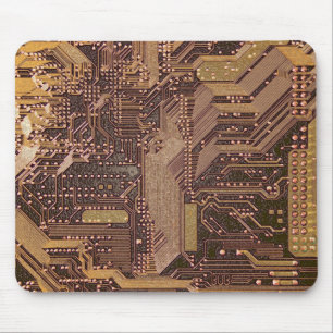Gold Cyber Circuit Board Tech Art Electronics Mousepad