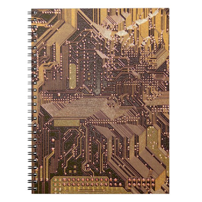 Gold Cyber Circuit Board Tech Art Electronics Notizblock (Vorderseite)