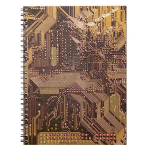 Gold Cyber Circuit Board Tech Art Electronics Notizblock