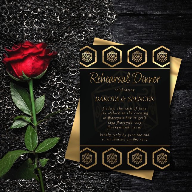 Gold D20 | Tabletop Role Player Probe Dinner Einladung (Von Creator hochgeladen)