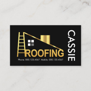 Gold Dachleiter Dachdecker Reparatur Visitenkarte