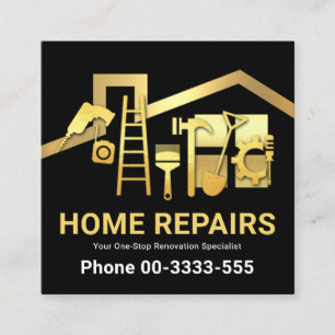 Gold Dachrahmen Goldene Handyman Tools Quadratische Visitenkarte