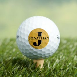 Gold Dad Initial Letter Name Typography Design Golfball