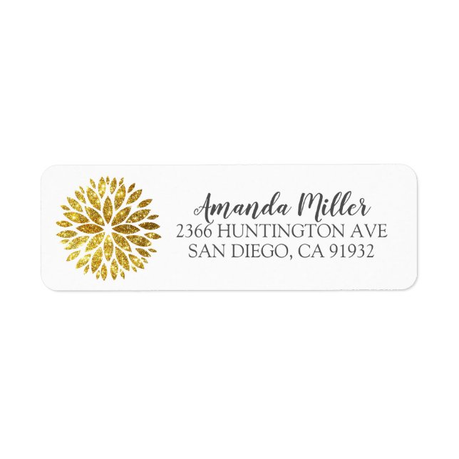Gold Dahlia Floral Return Address Label (Vorne)