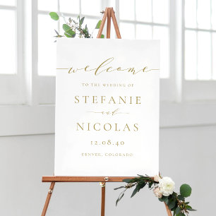 Gold Dainty Script Wedding Willkommenszeichen Poster
