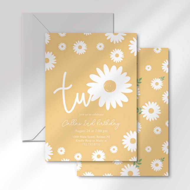 Gold Daisy 2. Geburtstag Einladung (Von Creator hochgeladen)