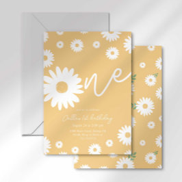 Gold Daisy Einladung zum 1. Geburtstag