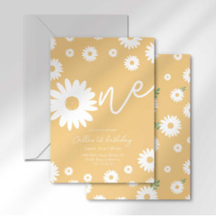Gold Daisy Einladung zum 1. Geburtstag