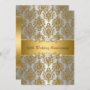 Gold Damask 50. Hochzeitstag - Einladung
