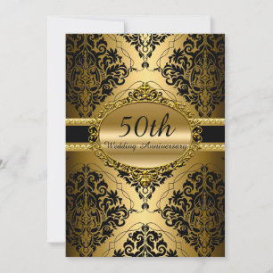 Gold Damask 50. Hochzeitstag - Einladung