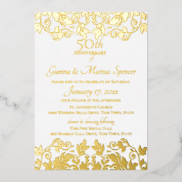 Gold Damask 50 Jahre Folieneinladung