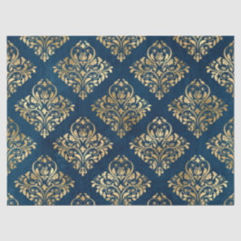 Gold Damask auf Blue Decoupage Seidenpapier