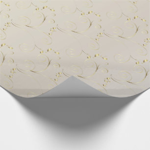 Gold Damask auf weißem Gold   Hochzeit Geschenkpapier