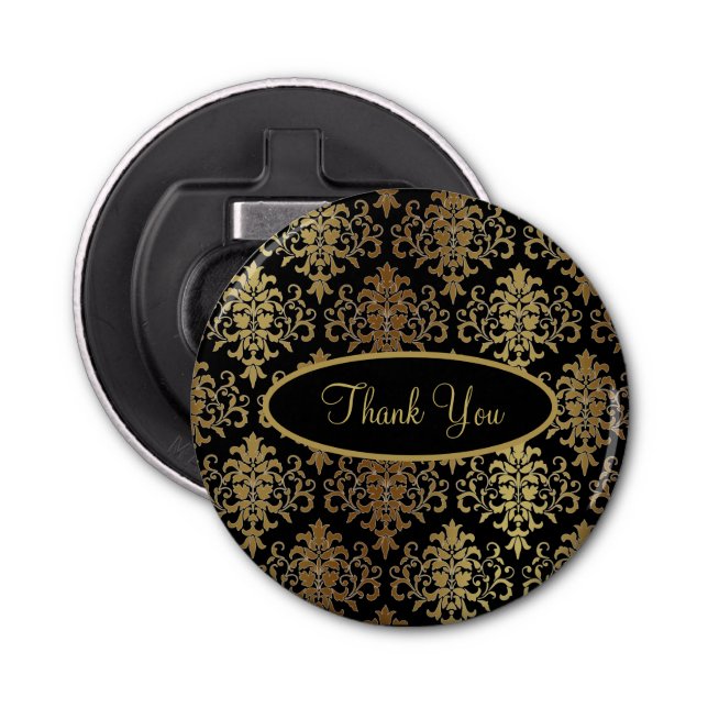 Gold Damask Black Script Wedding Elegant Vielen Da Flaschenöffner