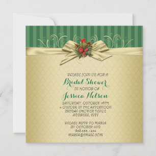 Gold Damask Christmas Ribbon Brautparty Einladung