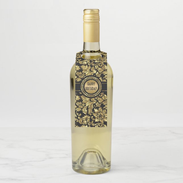 Gold Damask Flaschenanhänger (Auf Flasche)