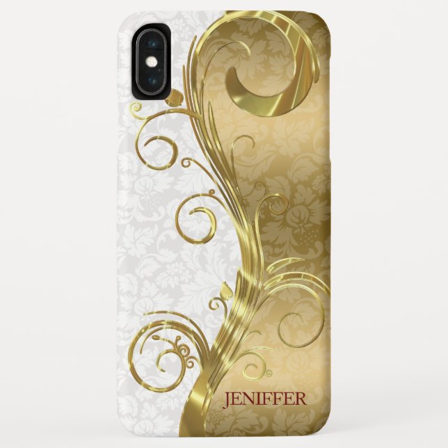 Gold Damask Gold Wirbel Case-Mate iPhone Hülle (Rückseite)
