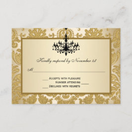 Gold Damask, Kronier Wedding Repair Card RSVP Karte