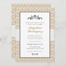 Gold Damask Muster Foto Abschluss Einladung