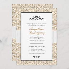Gold Damask Muster Foto Abschluss Einladung