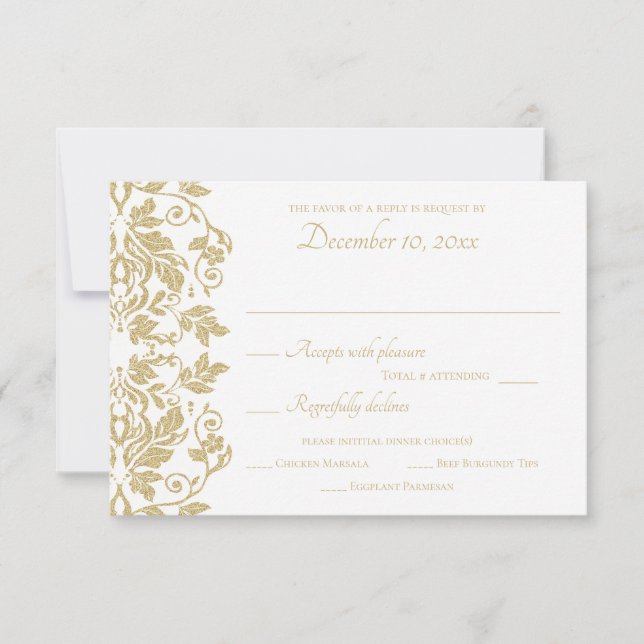 Gold Damask Response RSVP Karte (Vorderseite)